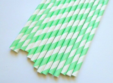 Pajitas de Papel Raya Mint