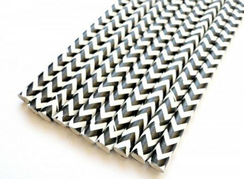 Pajitas de Papel Chevron Negro